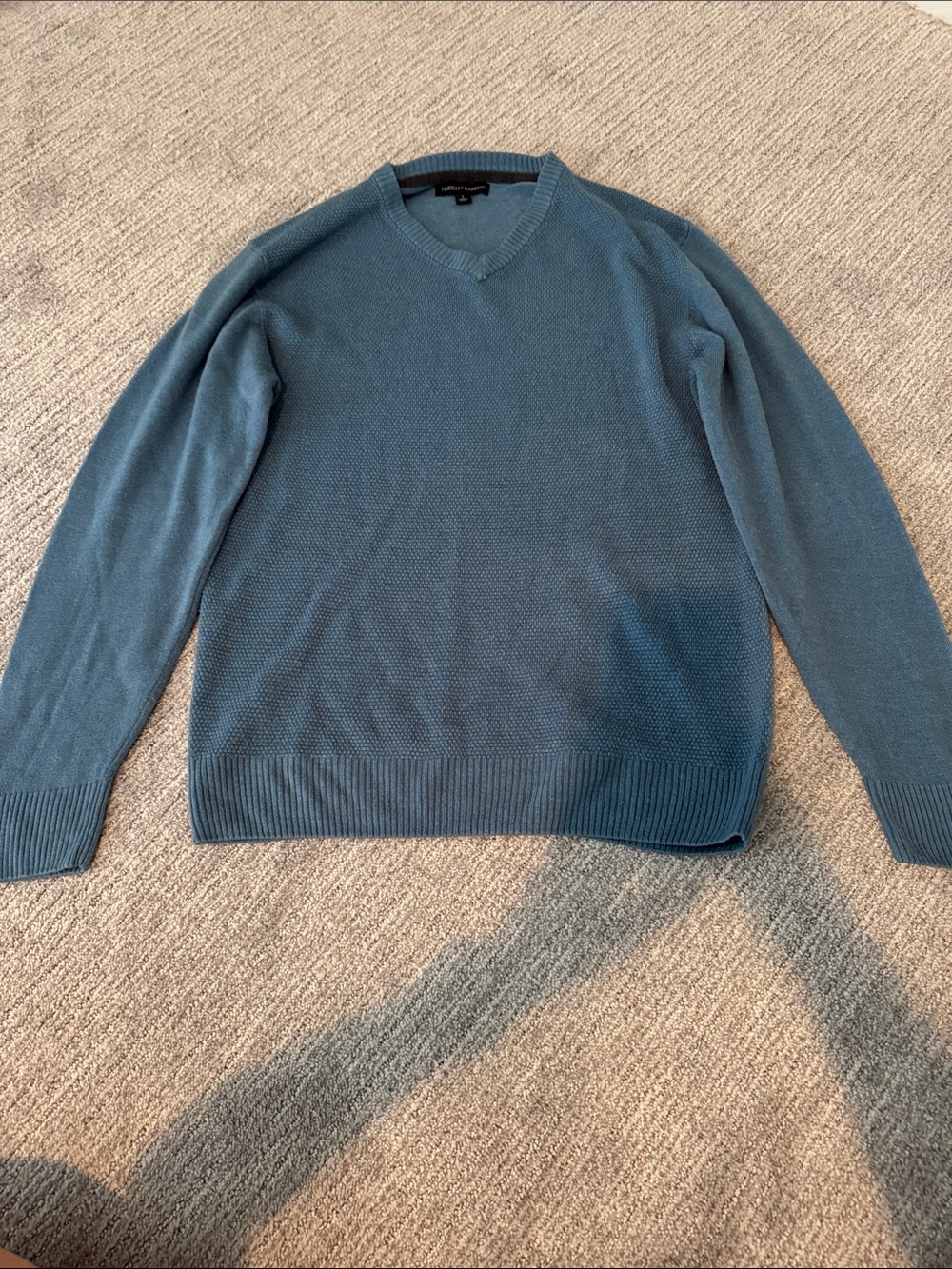 Men's V-Neck Sweater Cardigan in Dusty Blue